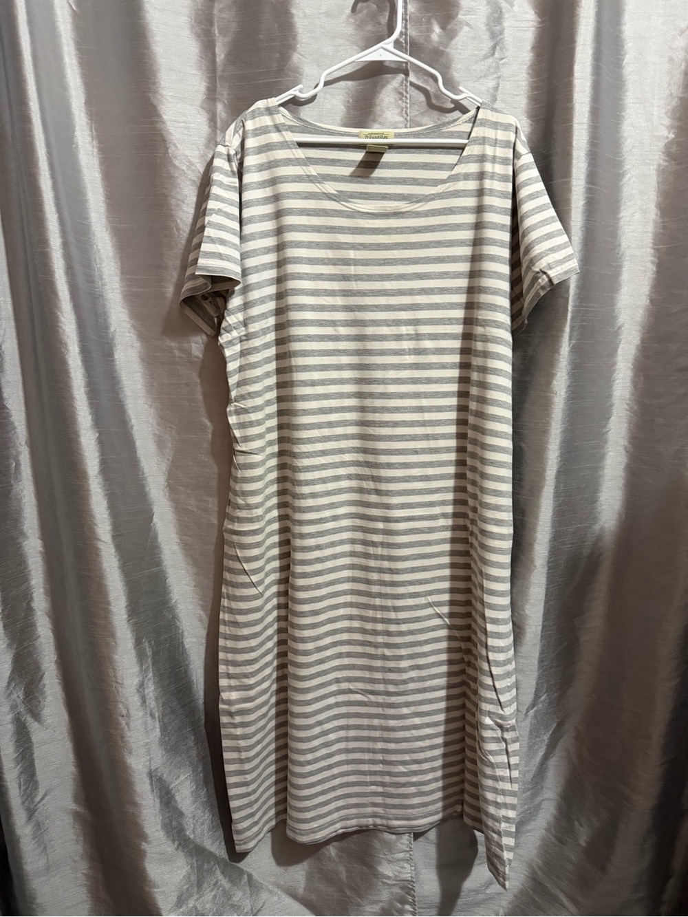 St. John's Bay Striped Maxi Dress in Light Gray & White